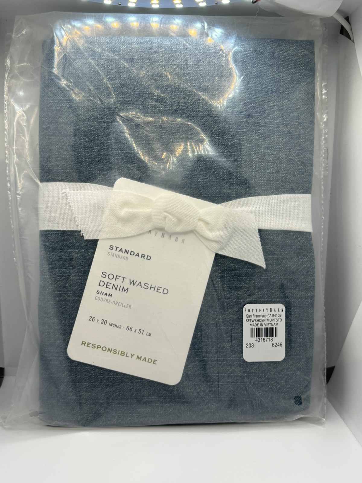 Pottery Barn Soft Washed Denim Sham Blue Euro 26x20in New gallery