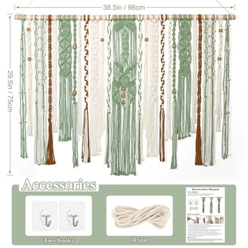 MEIVINES Macrame Wall Hanging Large Wall Art Handmade Woven Tapestry Boho gallery