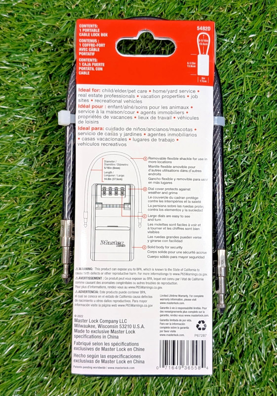 **NEW** Master Lock 5482D Portable Cable Lock Box (P67287) gallery