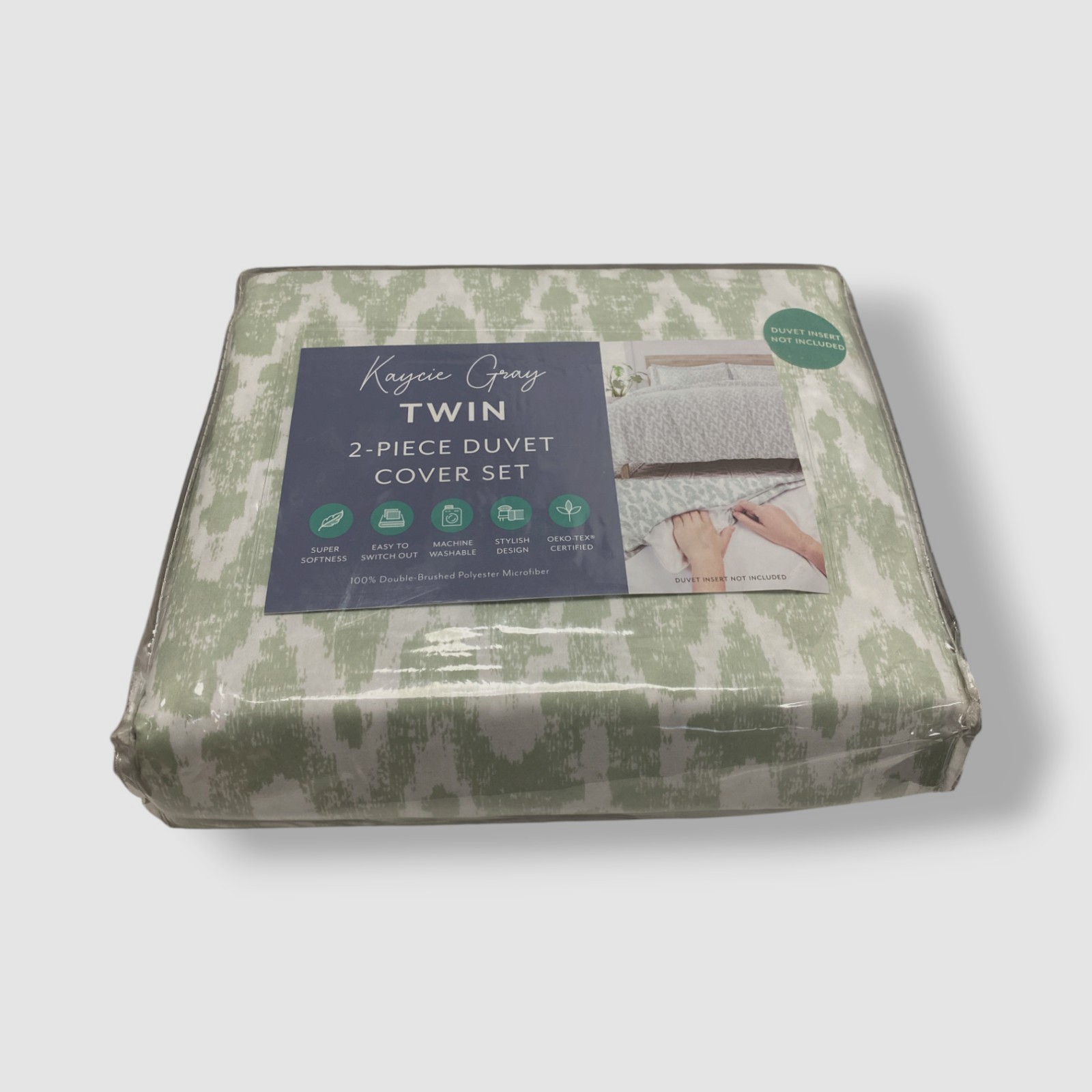 Kaycie Gray Green Shibori Chevron 2-Pc. Duvet Cover Set - Twin Size gallery