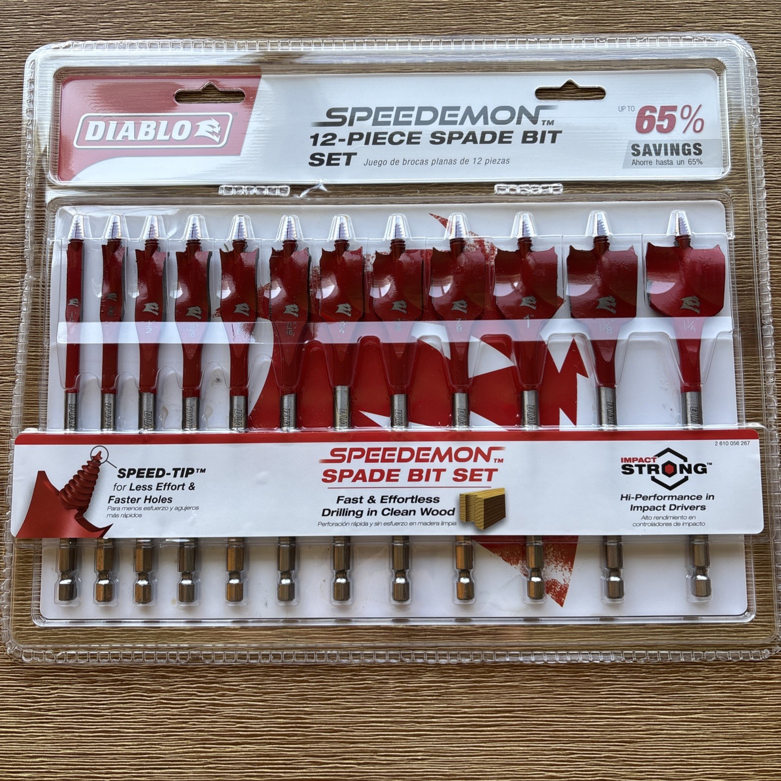 Diablo Tools DSP2950-S12 12 pc Spade Drill Bit Set (12-Piece) Red Speed Tip gallery