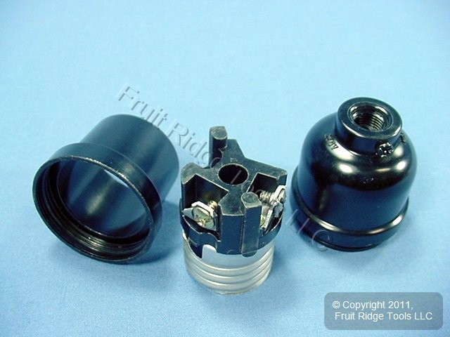 Leviton Black Keyless Light Socket Lamp Holder 1/8 IPS Threaded Cap 660W 95080 gallery