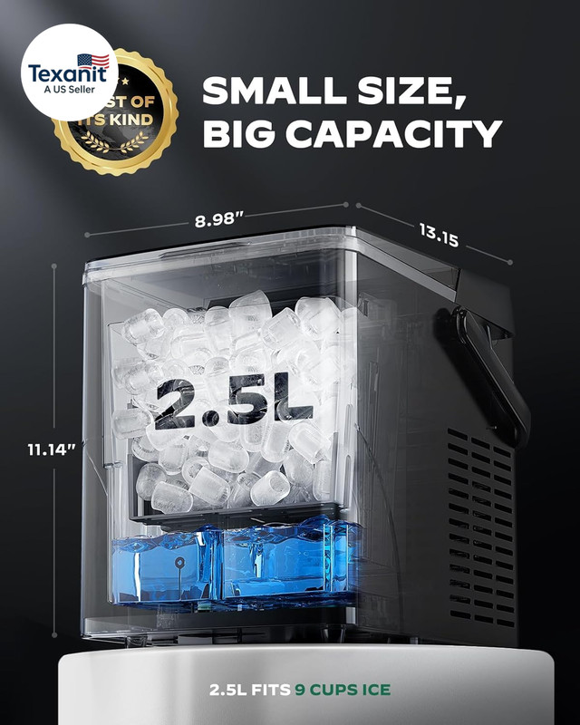 Countertop Ice Maker with Expanding Ice Basket, 9 Cubes in 6 Mins, 2.5L Ice Bask gallery