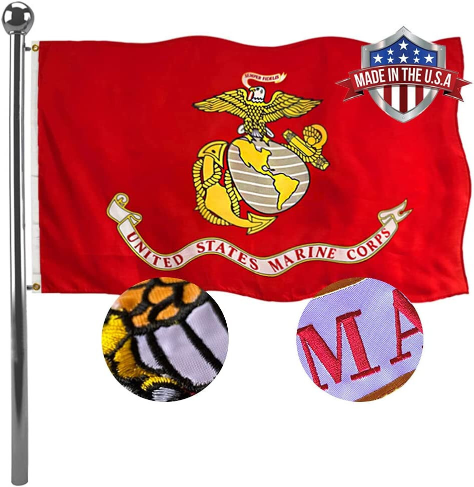 3X5 Embroidered DOUBLE SIDED US Marine Corps EGA Red Flag OFFICIALLY LICENSED gallery