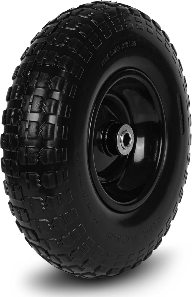 1 PC 13 Inch Rubber Solid Flat Free Replacement Tires and Wheels 4.00-6