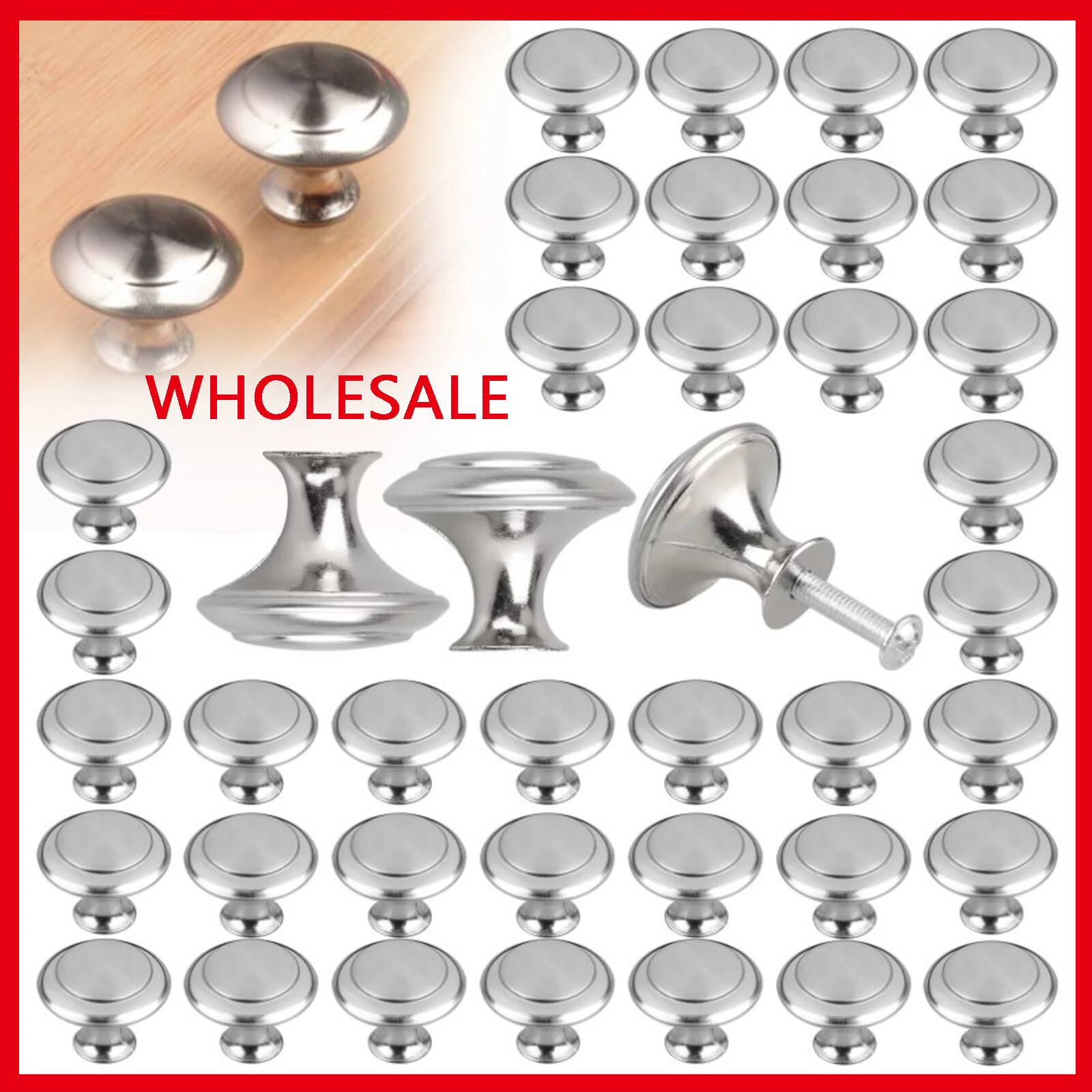 Lot of Round Kitchen Cabinet Pulls Handles Drawer Knobs Cupboard Handles w/Screw gallery