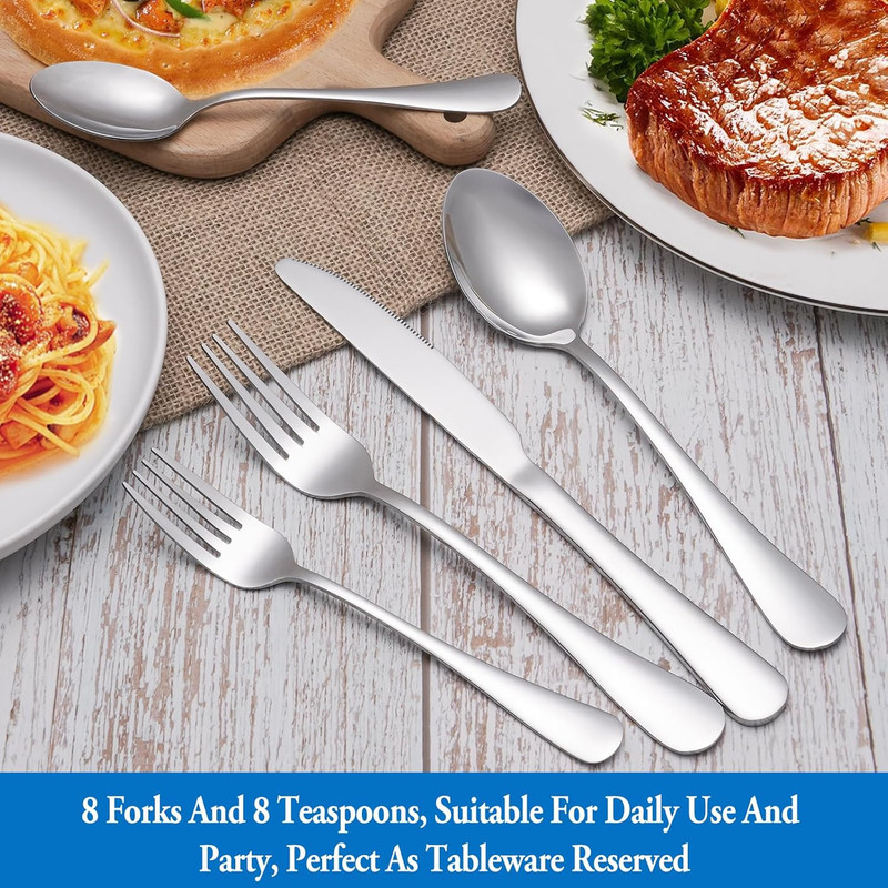 16 Pcs Forks and Spoons Silverware Set, Grade Stainless Steel Flatware Cutlery S gallery