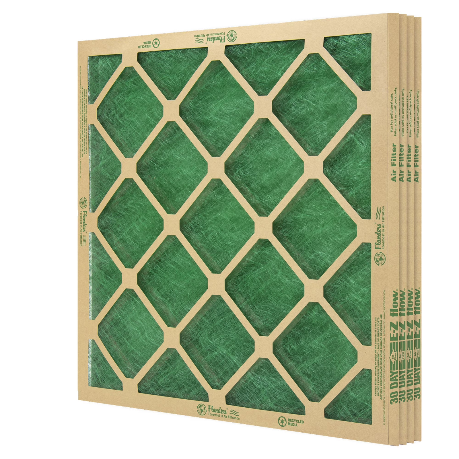 AAF Flanders 20" x 30" x 1" Nested Glass MERV 1 Air Filter (4 Filters) gallery