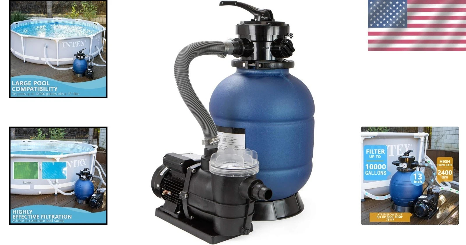 High-Flo 12" Sand Filter Pump for Above Ground Pools - 10,000 Gallons Capacity gallery