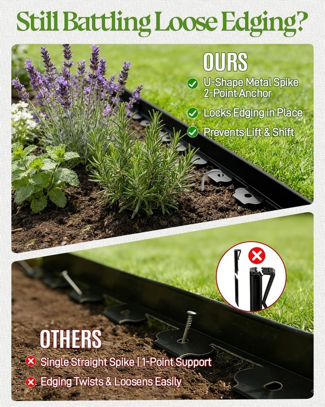 Landscape Edging Border Kit No Dig Garden Edging 40ft Flexible Lawn Border Black gallery