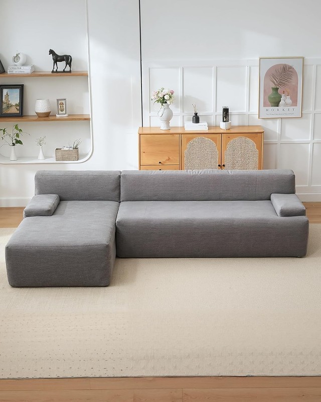 108" Modular Cloud Couch Sectional with Left Chaise, L-Shaped Boneless Sofa gallery