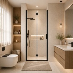 Semi-Frameless Folding Pivot Hinged Shower Door 32-33.2 in. W x 72 in. H,1/4″