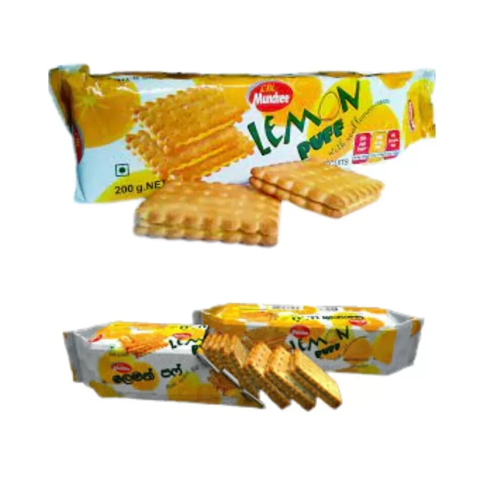 Munchee Lemon Puff Tea Biscuits 200g - Delicious Citrus Flavor Snack! gallery