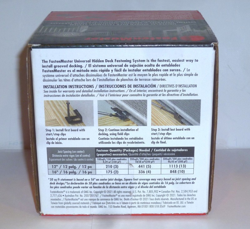 FastenMaster Universal Hidden Deck Fastening System 50 sq ft per box (Lot of 4) gallery