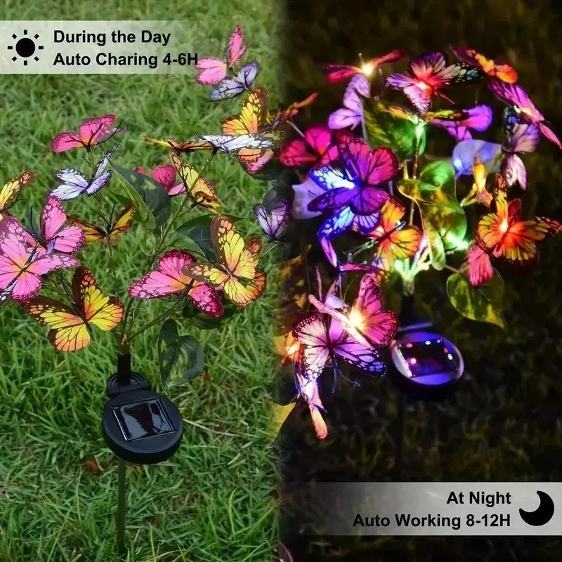 Butterfly Solar Stake Lights Outdoor Garden landscape Lamp Decor Waterproof gallery