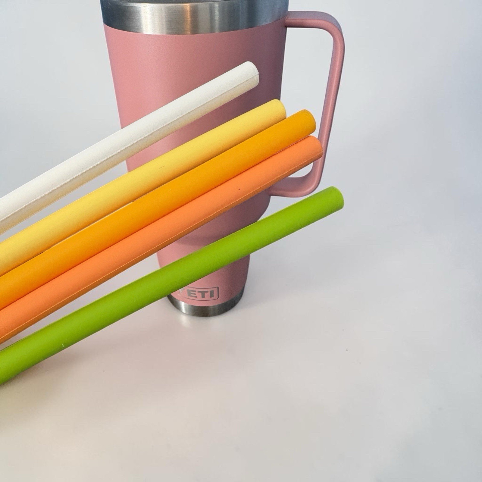 12.2” Cut TO Fit! Silicone-Bendable Soft Straw-Citrus-Yellow/Green/Orange/Cream gallery