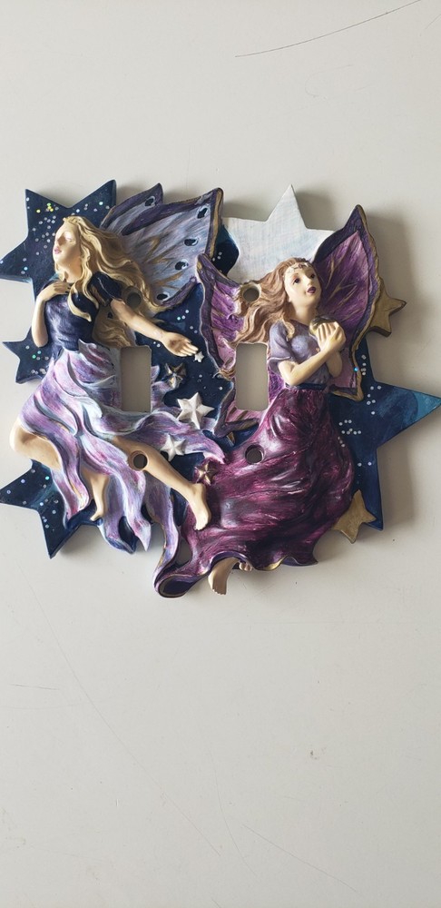 Celestial Fairies Double Light Switch Cover, Vintage Stardust..no screws