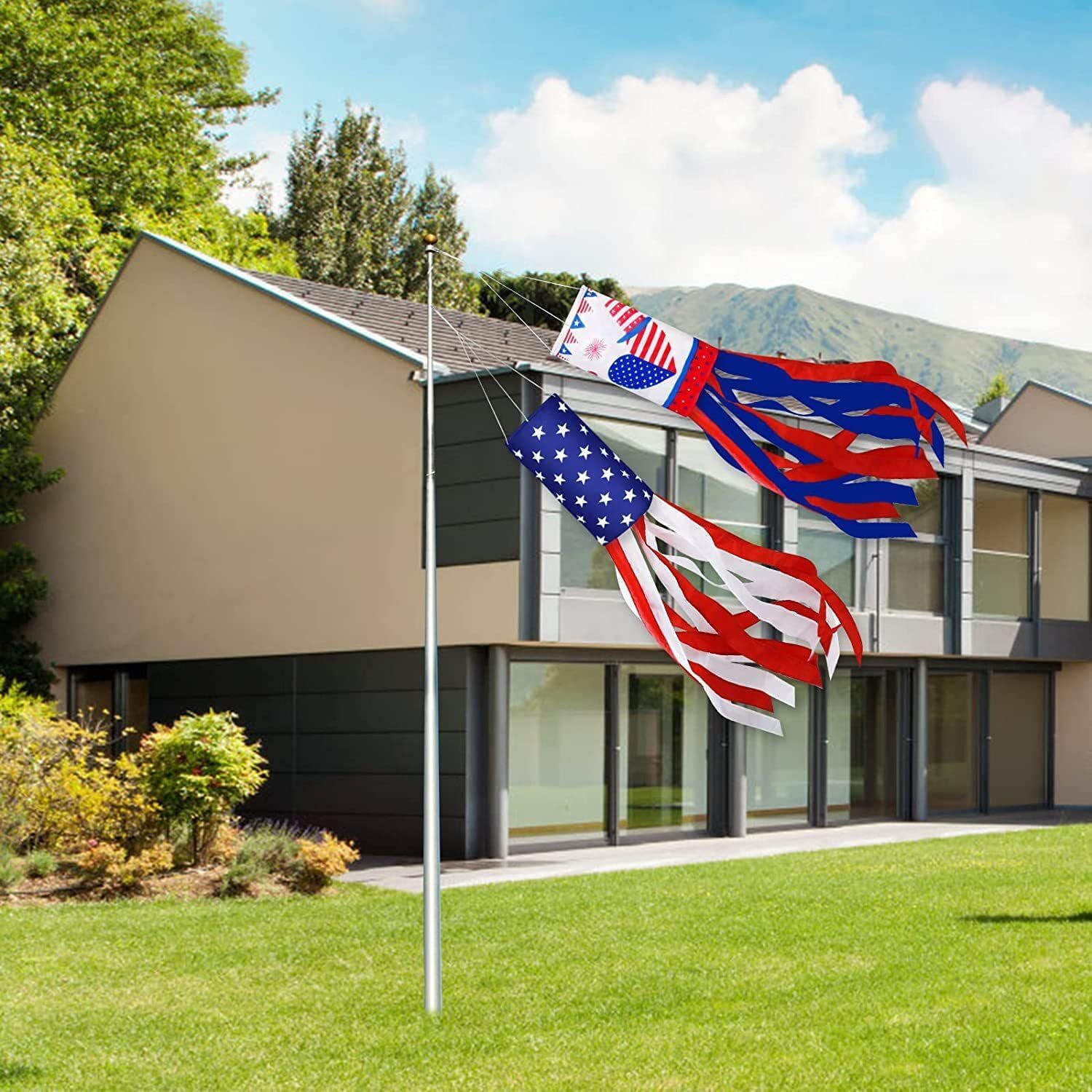 2 Pieces 40 Inch American Windsock Heavy Duty, 4Th of July Wind Sock Decorations gallery