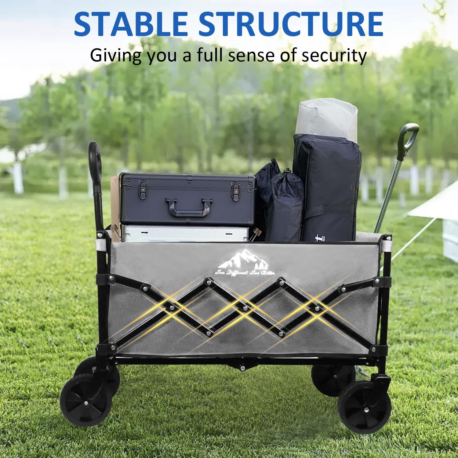 Collapsible Wagon Folding Utility Cart, Beach Wagon 352LBS Heavy-Duty with Ad... gallery