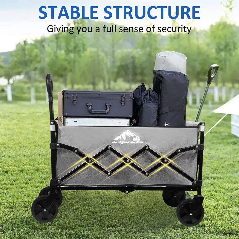 Collapsible Wagon Folding Utility Cart, Beach Wagon 352LBS Heavy-Duty with Ad... gallery