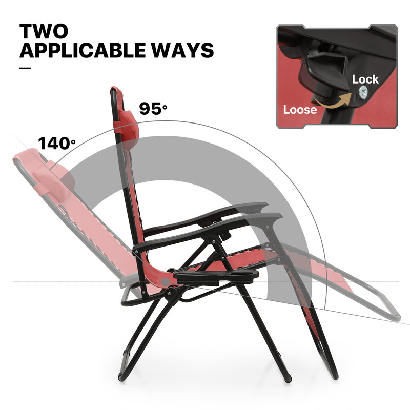 3 Pcs [ZERO GRAVITY CHAIR+PATIO TABLE SET] Foldable Recliner Beach Lounge Chaise gallery