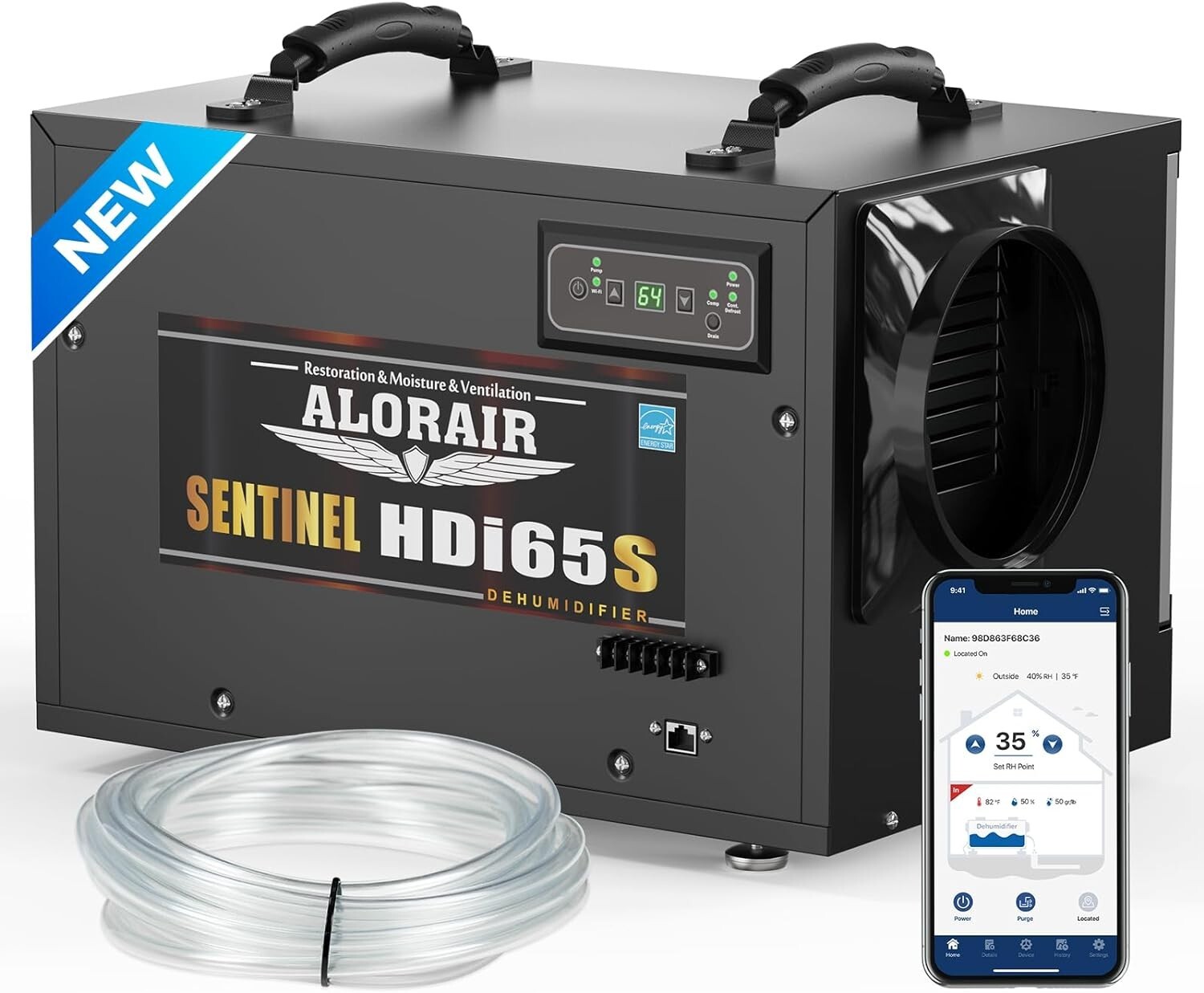 ALORAIR HDi65S 120PPD WiFi Crawlspace Dehumidifier 1300sq w/Pump 5-year Warranty gallery