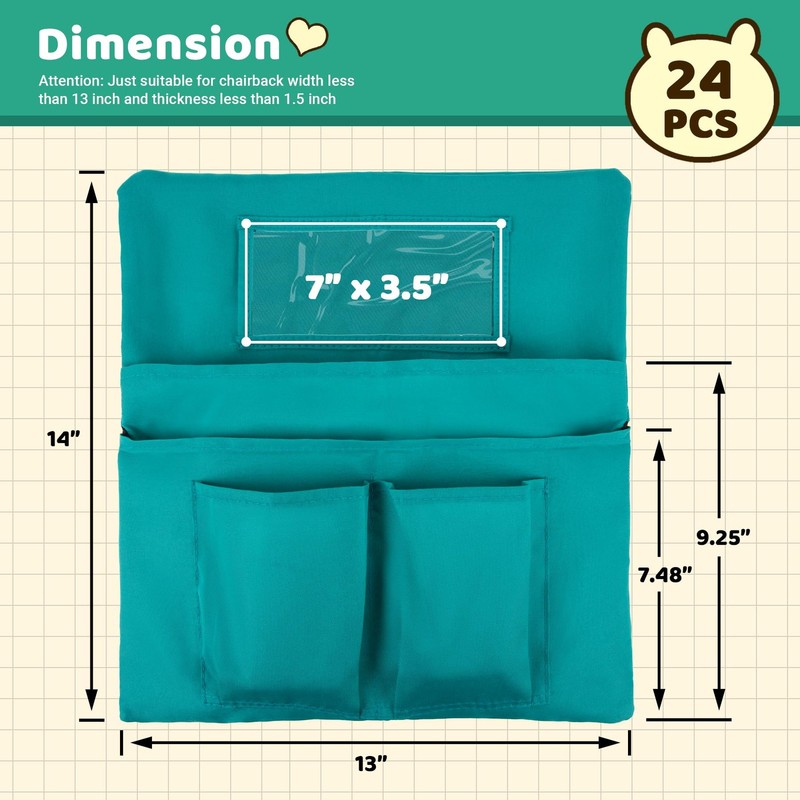 Toriexon 24 Pack Chair Pockets for Classrooms, 13 x 14 inch Seat Sacks for Class gallery