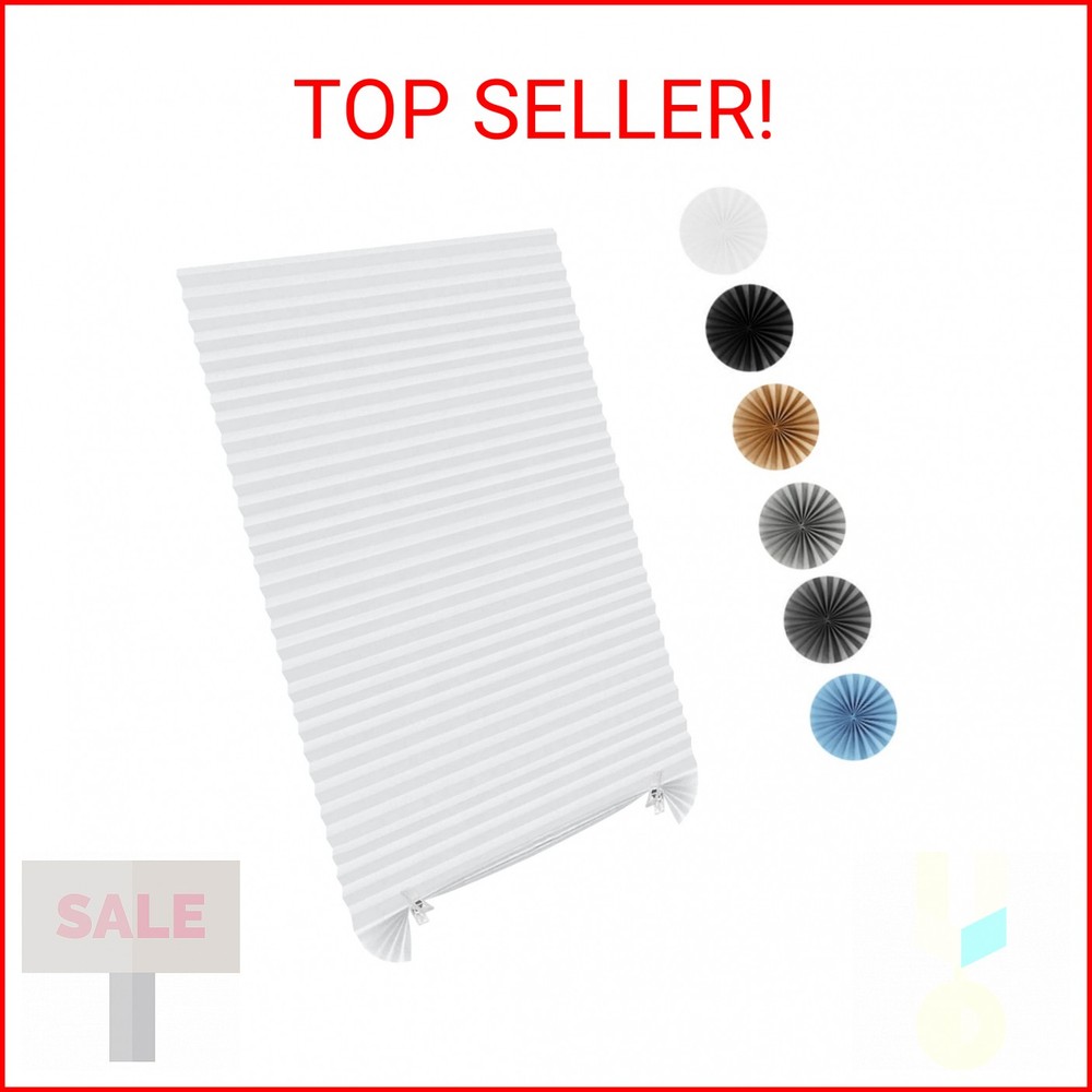 Pleated Window Shades,Temporary Window Blinds Cordless Light Filtering Pleated F