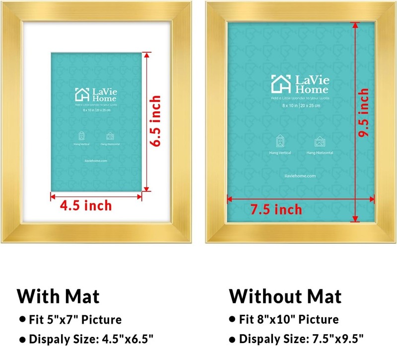 Versatile Gold Gallery-Style 8x10 Frame - Portrait or Landscape Orientation gallery