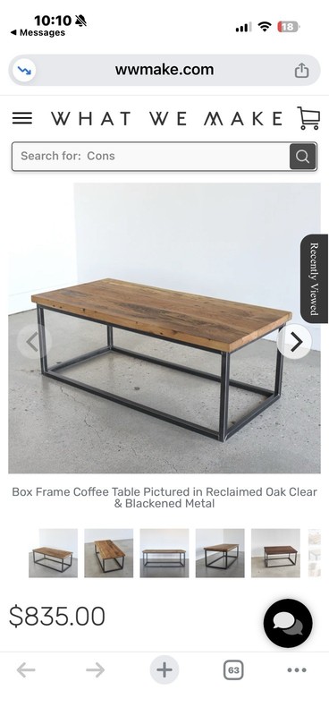 What We Make Box Frame Coffee Table - Reclaimed Oak & Blackened Metal gallery
