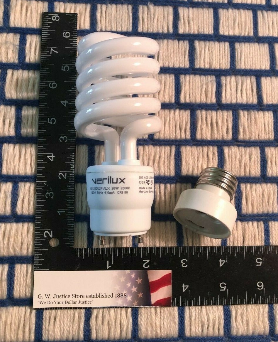 26w & 13w Verilux Natural Spectrum light bulb GU24 w/ free adapter CFS26GU24VLX gallery