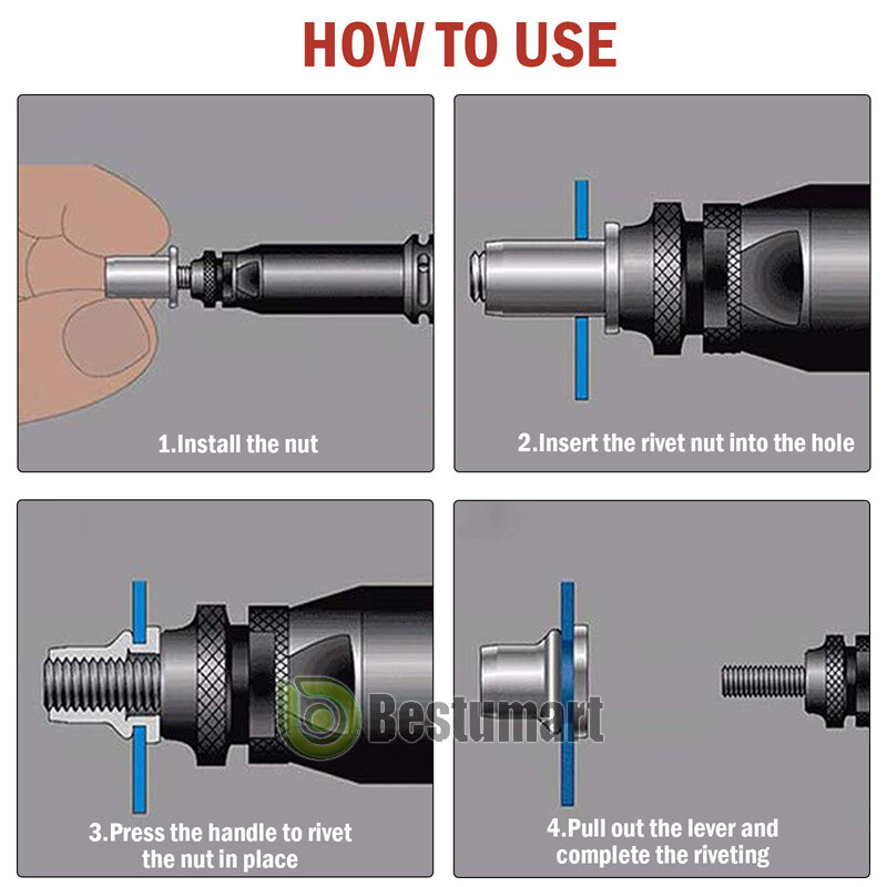 120pcs Rivet Nut Kit Rivnut Gun Nut Setter Thread Setting Nutsert Tool Metri+Box gallery