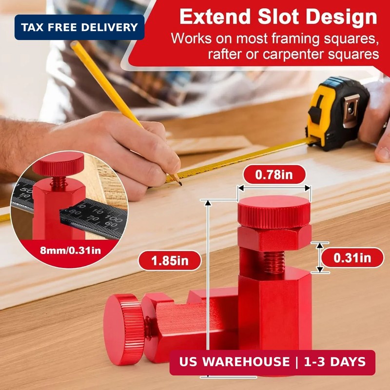 Stair Gauges for Framing Square Set with Holder Carabiner Rafter Guide Tool gallery