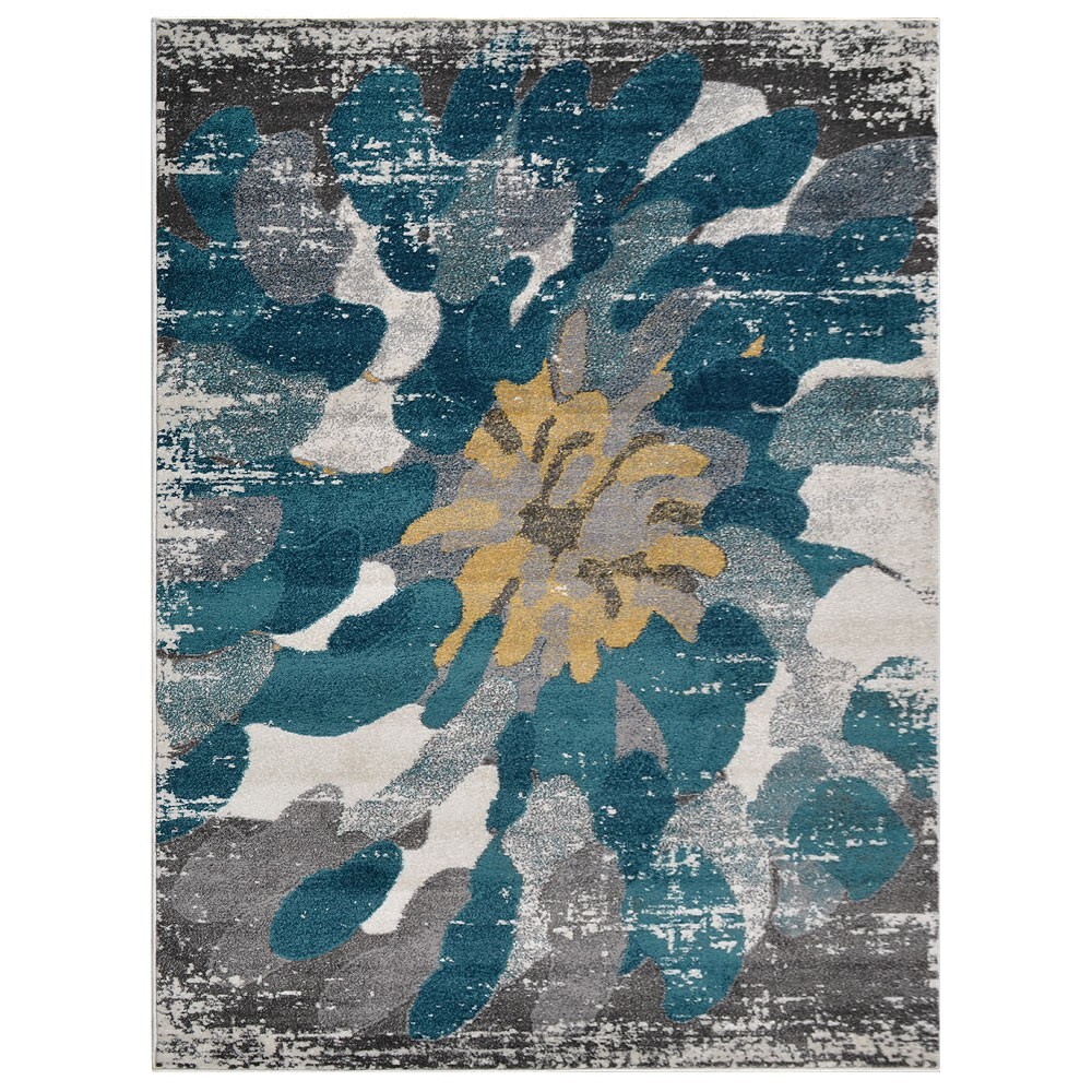 Machine Woven Heat Set Polypropylene Area Rug Abstract Silver Blue BBH Homes BBM gallery