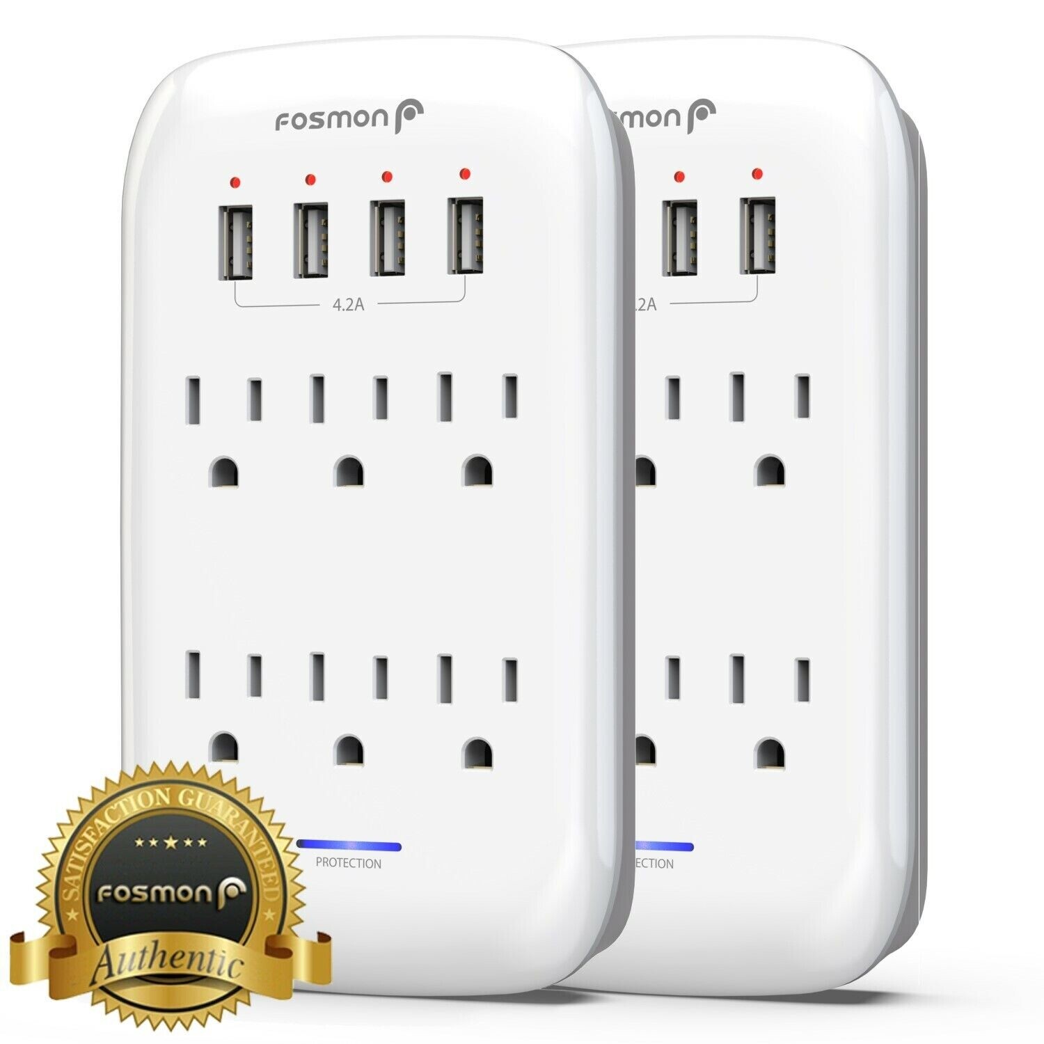 2x Surge Protector 1225J 6 Outlet Extender 4 USB Charger Port Wall Adapter Tap gallery