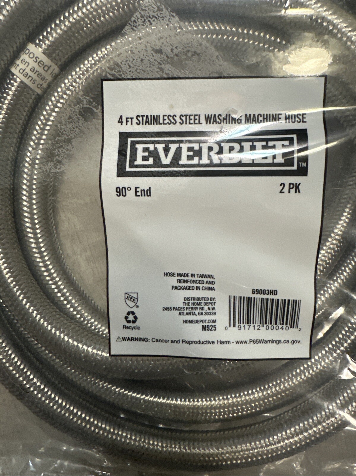 Everbilt 4 ft. Polymer Coated Stainless Steel Washing Machine Connector (2-Pack) gallery