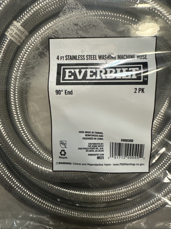 Everbilt 4 ft. Polymer Coated Stainless Steel Washing Machine Connector (2-Pack) gallery