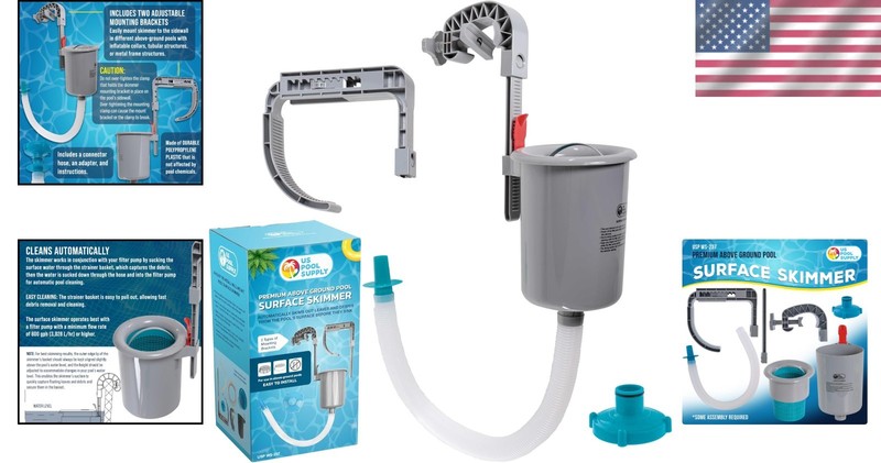Wall-Mount Pool Skimmer for Inflatable and Metal Frame Pools - 3.5L Capacity gallery