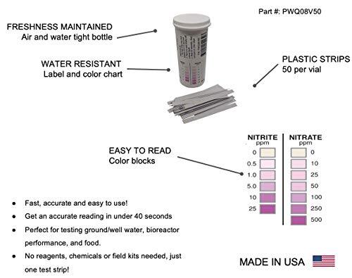 Nitrite 0-25 ppm, Nitrate 0-500 ppm Two Pad Test Strip [Vial of 50 Strips] gallery