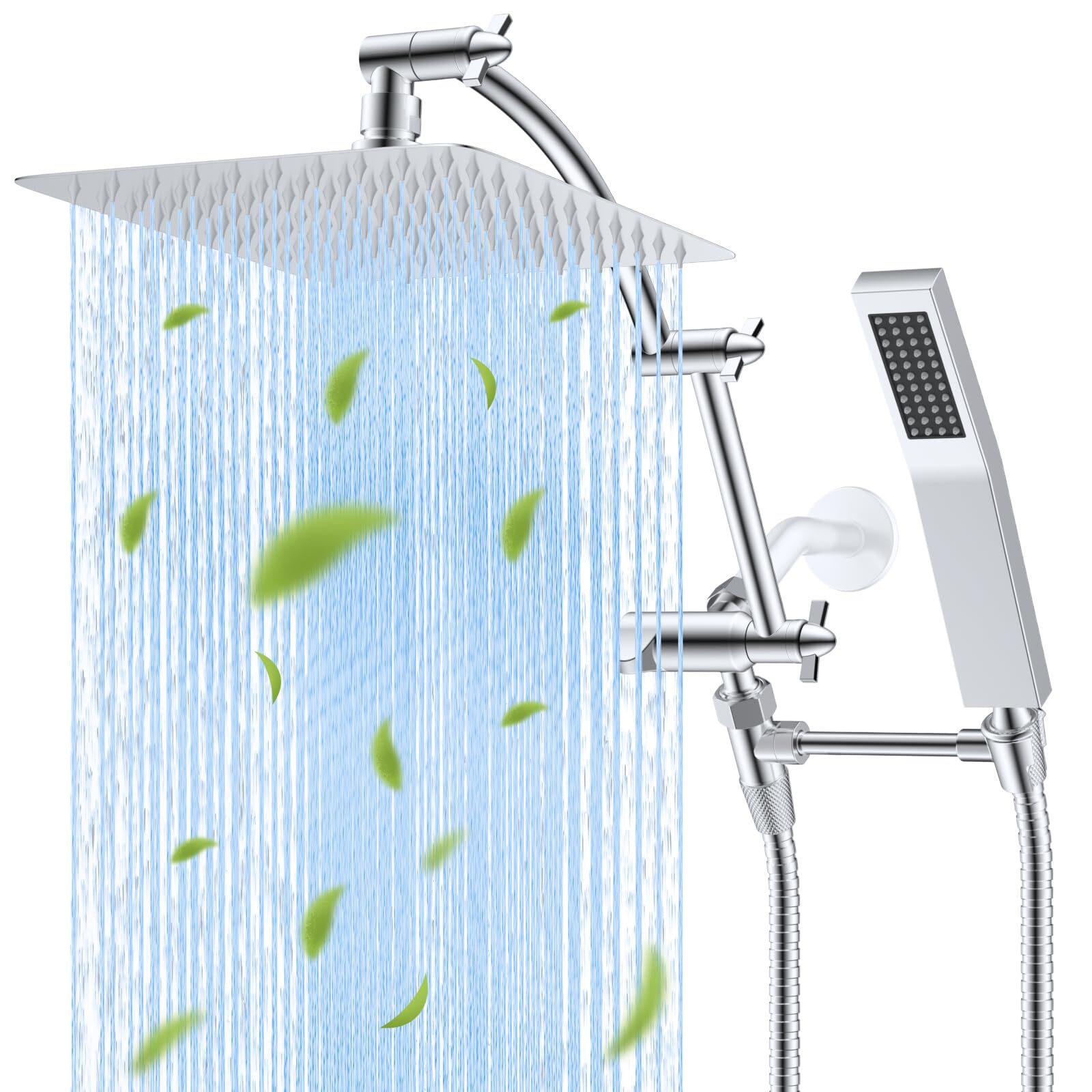 10 inch High Pressure Shower Head Rainfall Shower Head Combo with Handheld Spray gallery