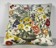 2011 “Woven Path” Embroidered Over Printed/Painted Flowers 18 x 18 Linen