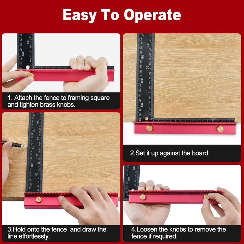 8 Inch Removable Carpenter Framing Square Fence with Edge Marking Ruler, Anodize gallery