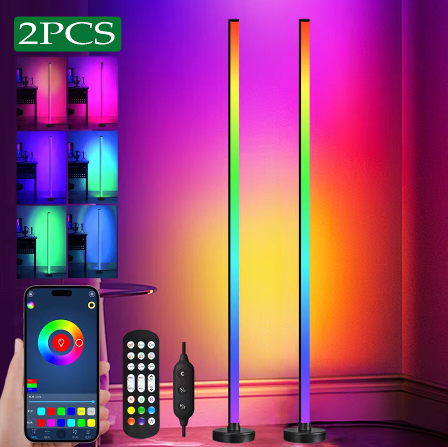 2pc 47" Smart LED Floor Lamp RGB Remote & APP Control Music Sync Corner Lighting gallery