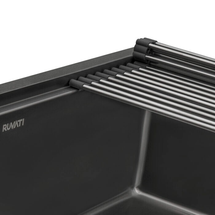 Ruvati 33" Gunmetal Black Workstation Drop-in Topmount Sink – RVH5003BL gallery