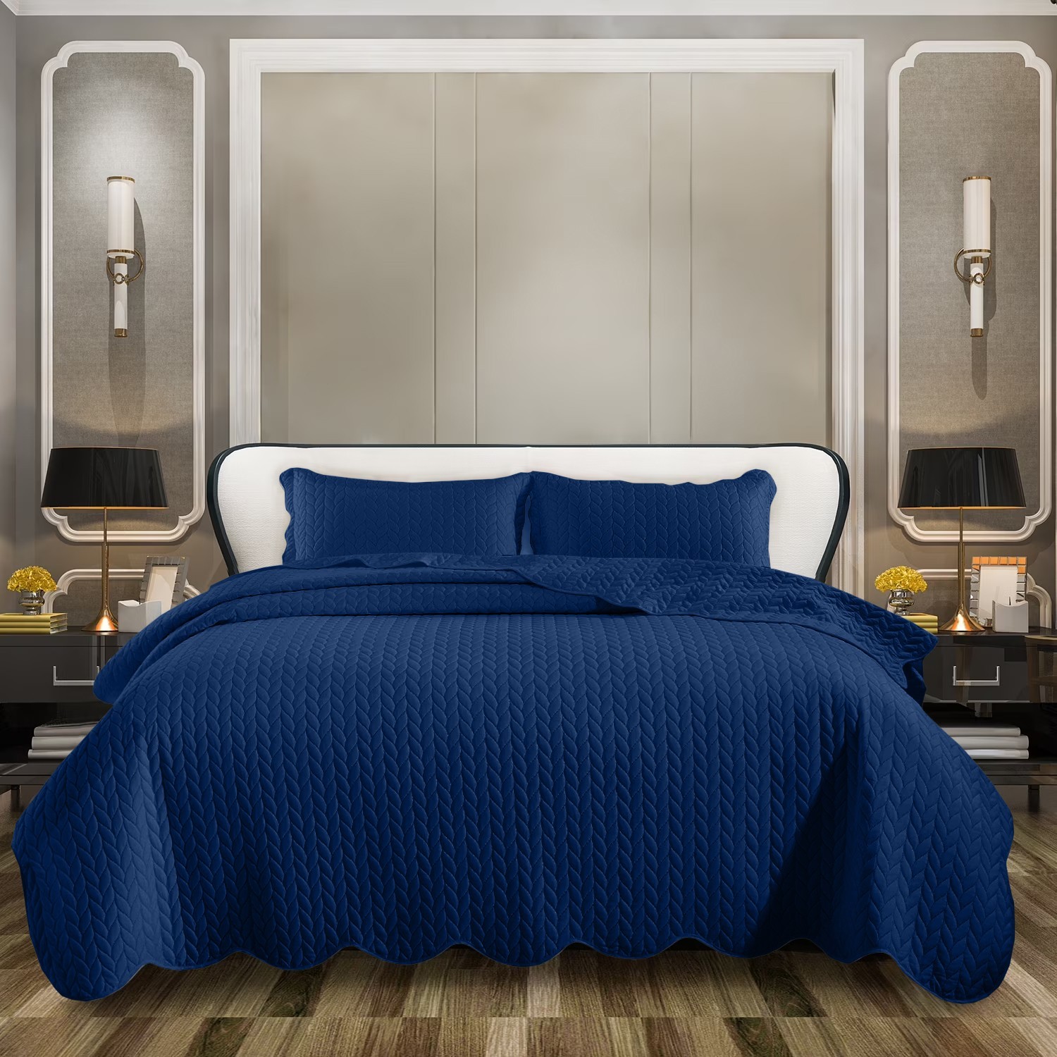 Soft Embossed Quilt Bedspread Reversible Lightweight Summer Quilted Bedding Sets gallery
