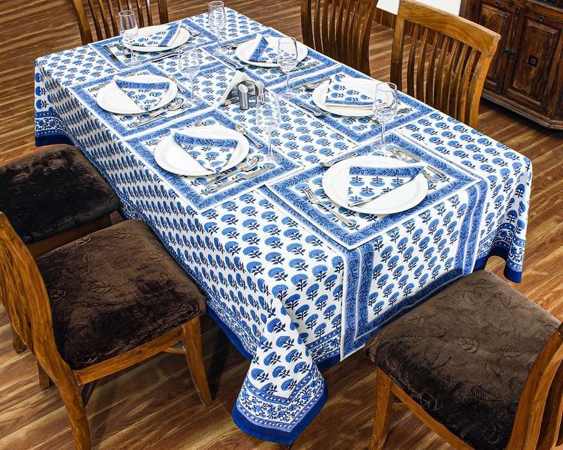 Dining Tablecloth Block Printed Table Cover Rectangle Tablecloth Gift for Dad gallery