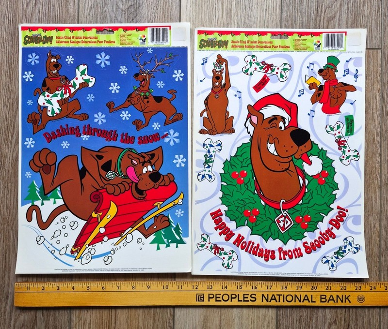 Vintage 2000 Scooby-Doo Christmas Static Cling Window Decorations Set - 2 Sheets gallery