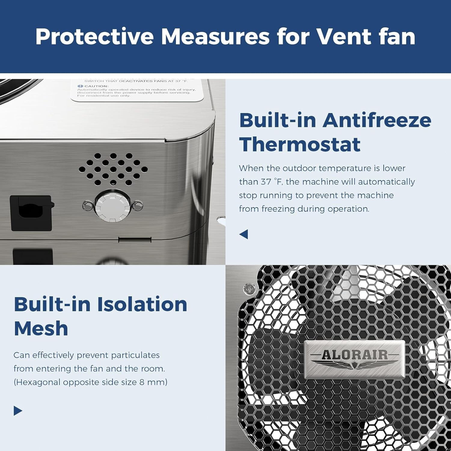 ALORAIR 300CFM Crawlspace Basement Ventilator Fan, IP55 Water Resistant, Intake gallery