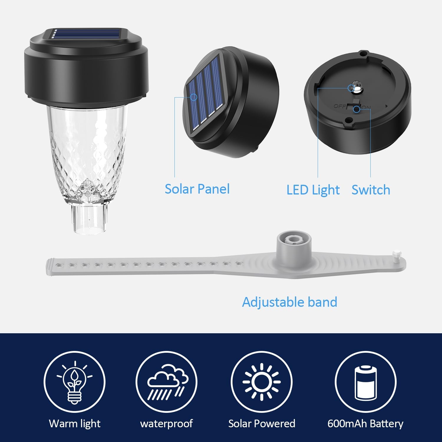 Solar Pool Lights - 6 Pack, Light for Framed Above Ground 6-Pack, Black gallery