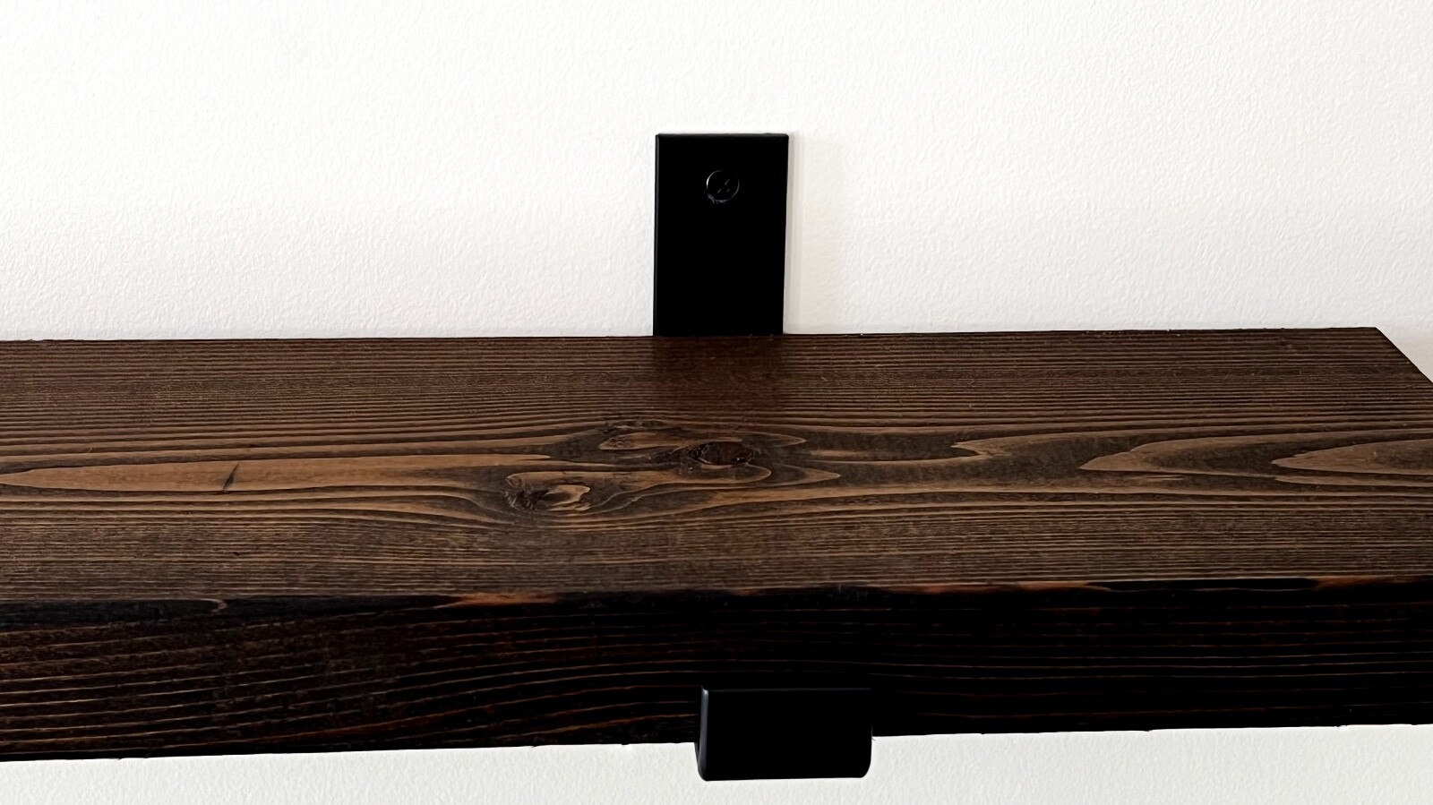 Custom Finish Rustic Style Solid Wood Shelf with Iron Brackets gallery